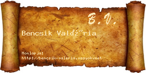 Bencsik Valéria névjegykártya